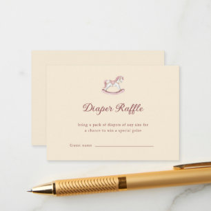 Pastel Pink Cute Girl Baby Shower Diaper Raffle Enclosure Card