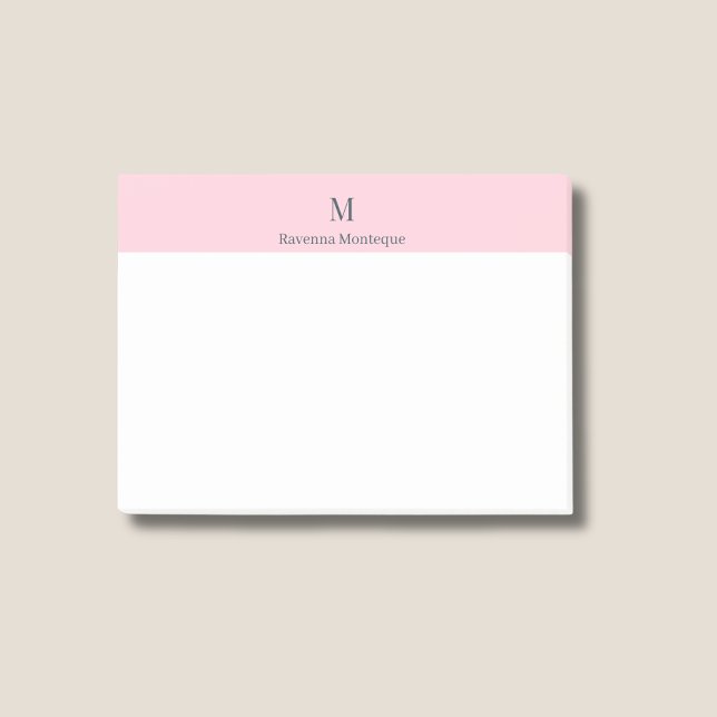 Pastel Pink Cute Personalised Monogram Name Post-it Notes (Creator Uploaded)