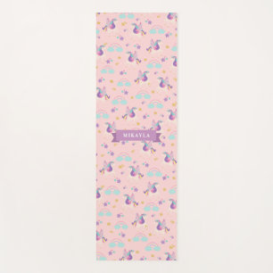 Pastel Pink   Cute Rainbow Unicorn Pattern Kids Yoga Mat