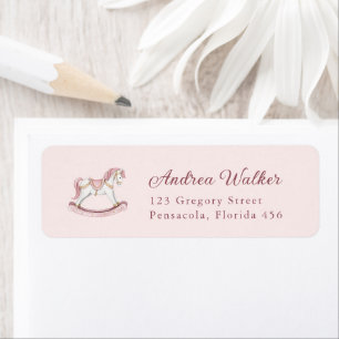 Pastel Pink Cute Rocking Horse Girl Baby Shower
