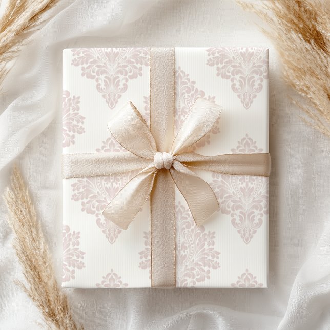 Pastel Pink Damask Shabby Floral  Wrapping Paper (Creator Uploaded)