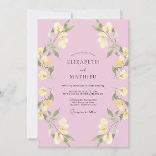 Pastel Pink Delicate Blossom Wedding Invitation