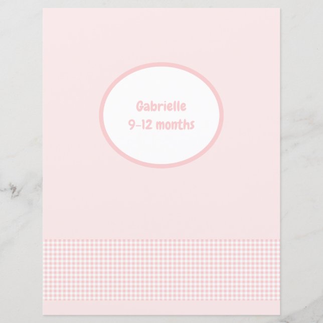 Pastel Pink Divider Page - Baby Photo Album Insert (Front)