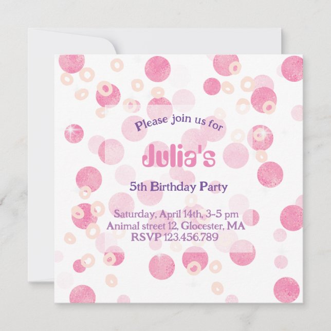 Pastel pink dots Birthday Party Invitation (Front)