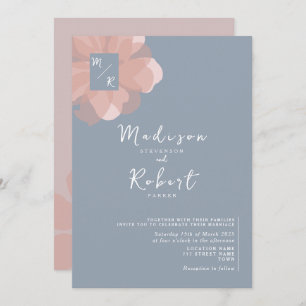 Pastel Pink Dusty Blue Wedding Invitation