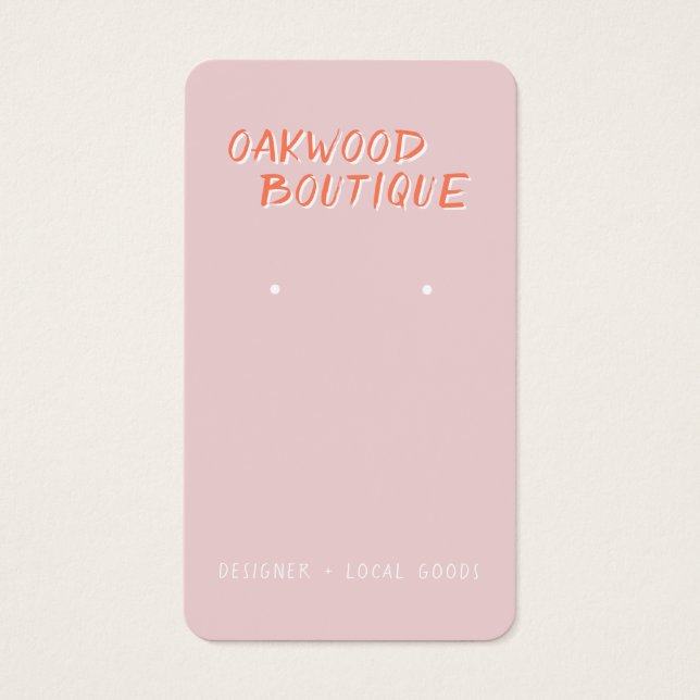 Pastel Pink Earrings Jewelry Display Card (Front)