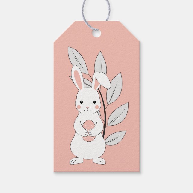Pastel Pink Easter Bunny Gift Tag (Front)
