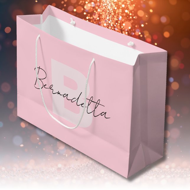 Pastel Pink | Elegant Handwritten Name Script Large Gift Bag (Creator Uploaded)