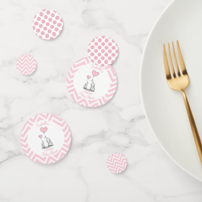 Pastel Pink Elephant Personalised Baby Girl Confetti (Group)