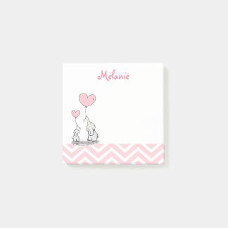 Pastel Pink Elephant Personalised Baby Girl Post-it Notes