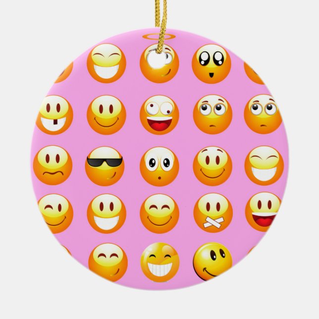 pastel pink emoji ceramic tree decoration (Front)