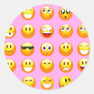 pastel pink emoji classic round sticker