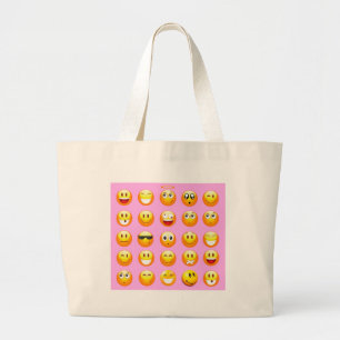 pastel pink emoji large tote bag