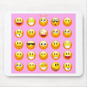 pastel pink emoji mouse pad