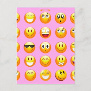 pastel pink emoji postcard