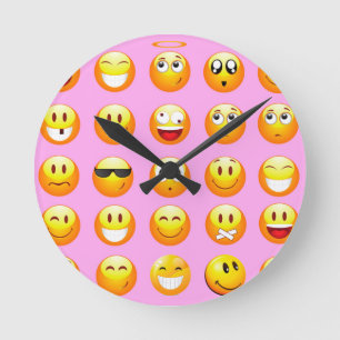pastel pink emoji round clock
