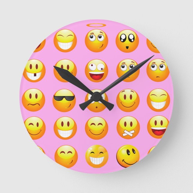 pastel pink emoji round clock (Front)