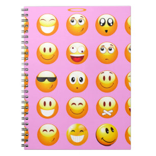 pastel pink emoji spiral notebook