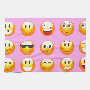 pastel pink emoji tea towel