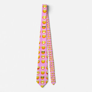 pastel pink emoji tie