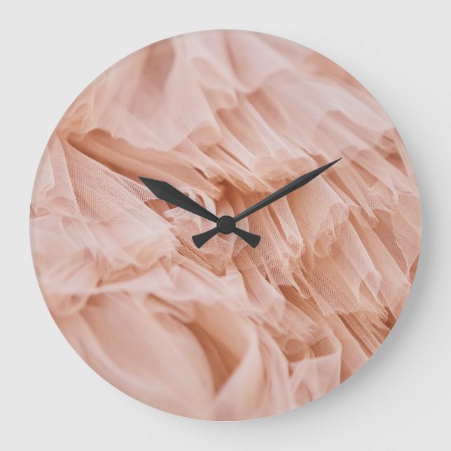 Pastel Pink Fabric: Elegant Textures. Large Clock (Front)
