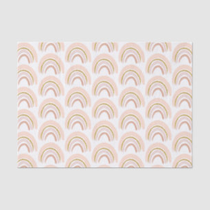Pastel Pink & Faux Glitter Rainbow Boho Pattern Tissue Paper
