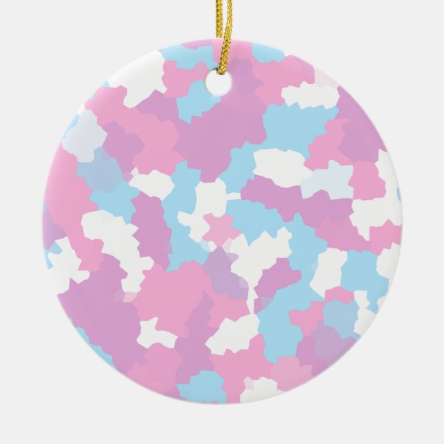 Pastel Pink Feminine Abstract Camouflage Pattern Ceramic Tree Decoration (Front)