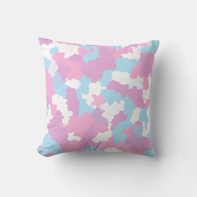 Pastel Pink Feminine Abstract Camouflage Pattern Cushion (Front)