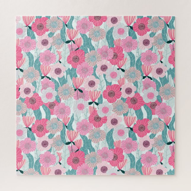 Pastel Pink Floral Abstract Pattern Jigsaw Puzzle (Vertical)