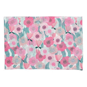 Pastel Pink Floral Abstract Pattern Pillowcase