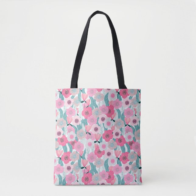 Pastel Pink Floral Abstract Pattern Tote Bag (Front)