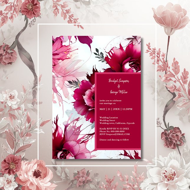 pastel pink floral abstract rose bloom  invitation (Creator Uploaded)