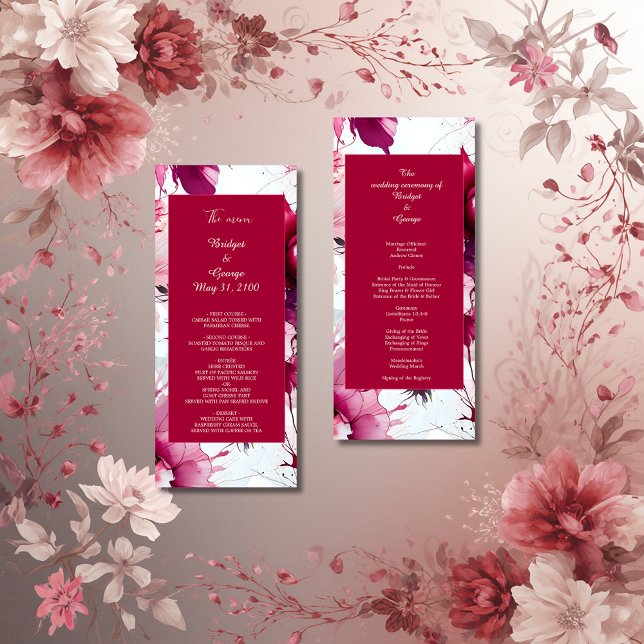pastel pink floral abstract rose  wedding  menu (Creator Uploaded)