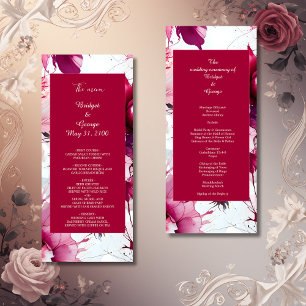 pastel pink floral abstract rose  wedding   programme