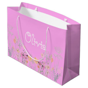Pastel Pink Floral Baby Shower Gift Bag