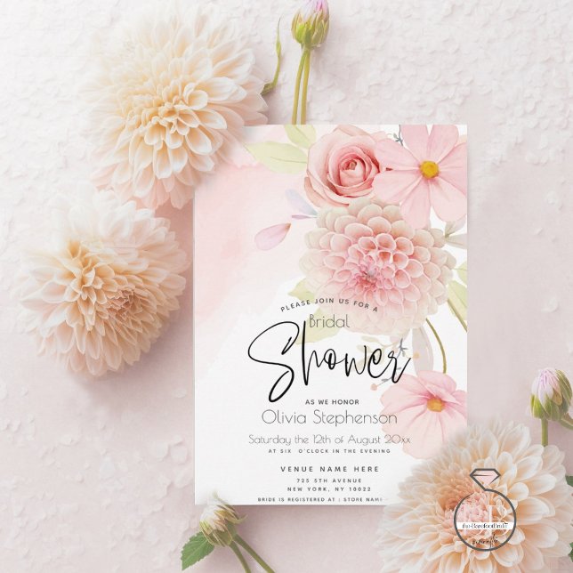 Pastel Pink Floral Bridal Shower Invitation (Creator Uploaded)