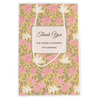 Pastel Pink Floral Dove Pattern Gift and Favour Ba Medium Gift Bag