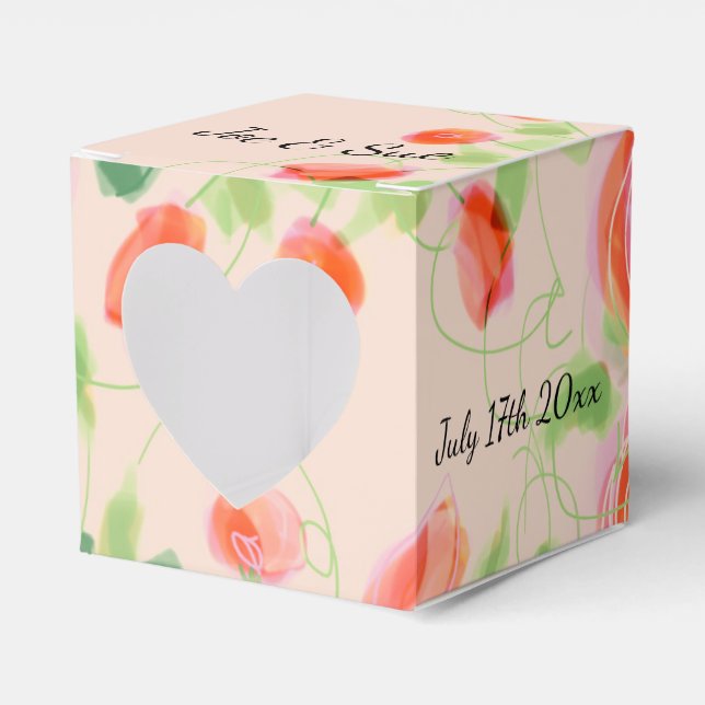 Pastel Pink Floral Favour Box (Front Side)