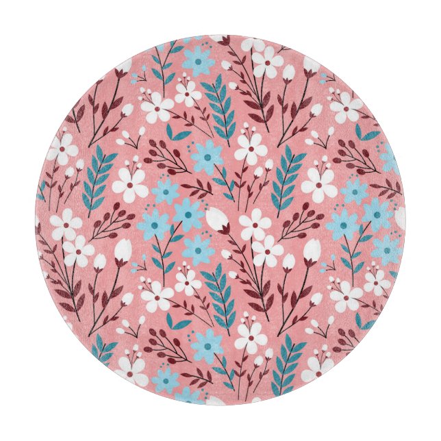Pastel Pink Floral Seamless Pattern. Cutting Board (Front)