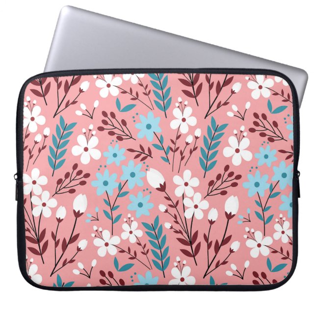 Pastel Pink Floral Seamless Pattern. Laptop Sleeve (Front)