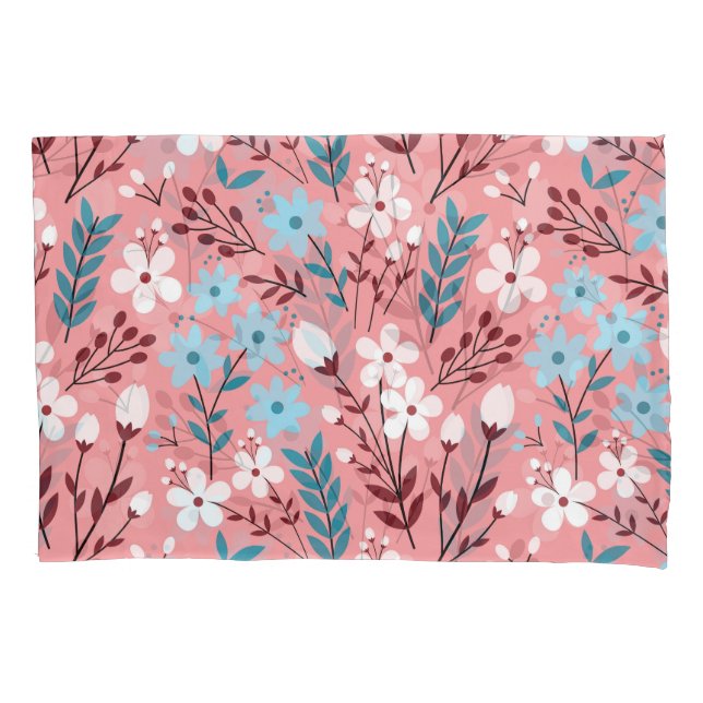 Pastel Pink Floral Seamless Pattern. Pillowcase (Front)