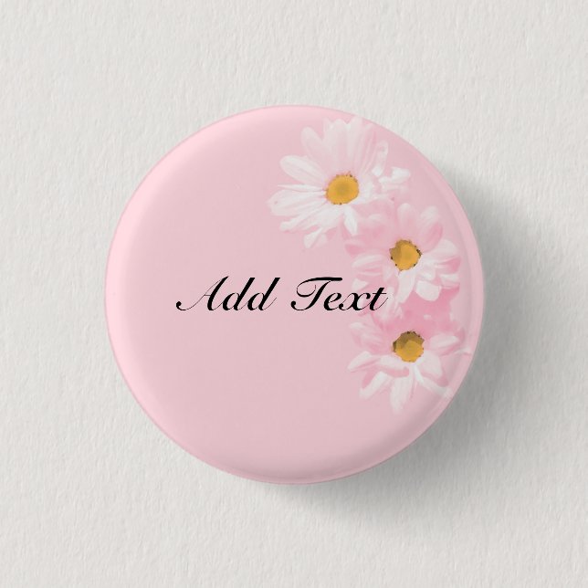 Pastel Pink Floral Template, Ready to Customise. 3 Cm Round Badge (Front)