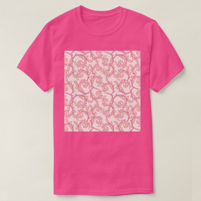 Pastel Pink Floral Victorian Pattern T-Shirt (Design Front)