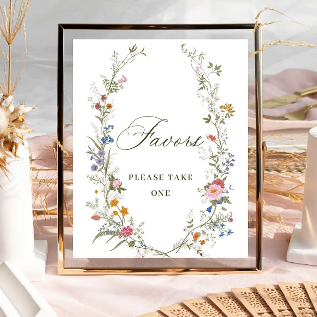 Pastel Pink Floral Wildflower Favours Sign (Creator Uploaded)