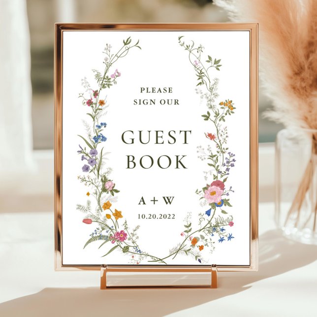 Pastel Pink Floral Wildflower Guestbook Sign (Creator Uploaded)