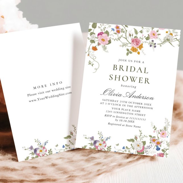 Pastel Pink Floral Wildflowers Bridal Shower Invitation (Creator Uploaded)