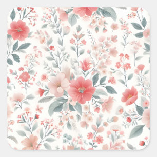 Pastel Pink Flower Aesthetic Background Square Sticker