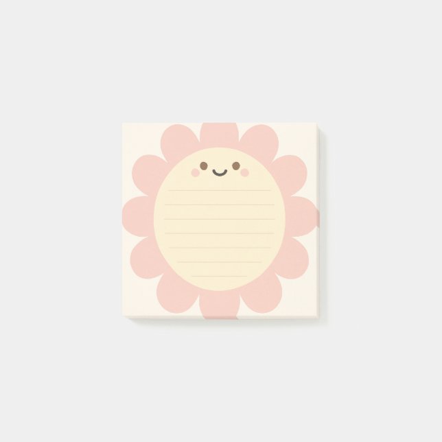 Pastel Pink Flower Shaped Sticky Note Post It Note (Front)