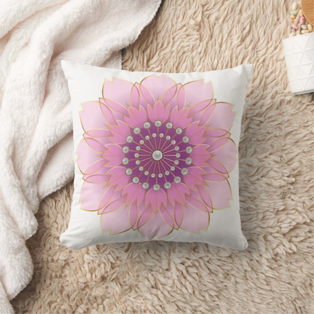 Pastel Pink Flower with Pearls Cushion (Blanket)