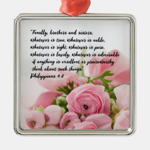 Pastel Pink Flowers Bible Verse Metal Tree Decoration